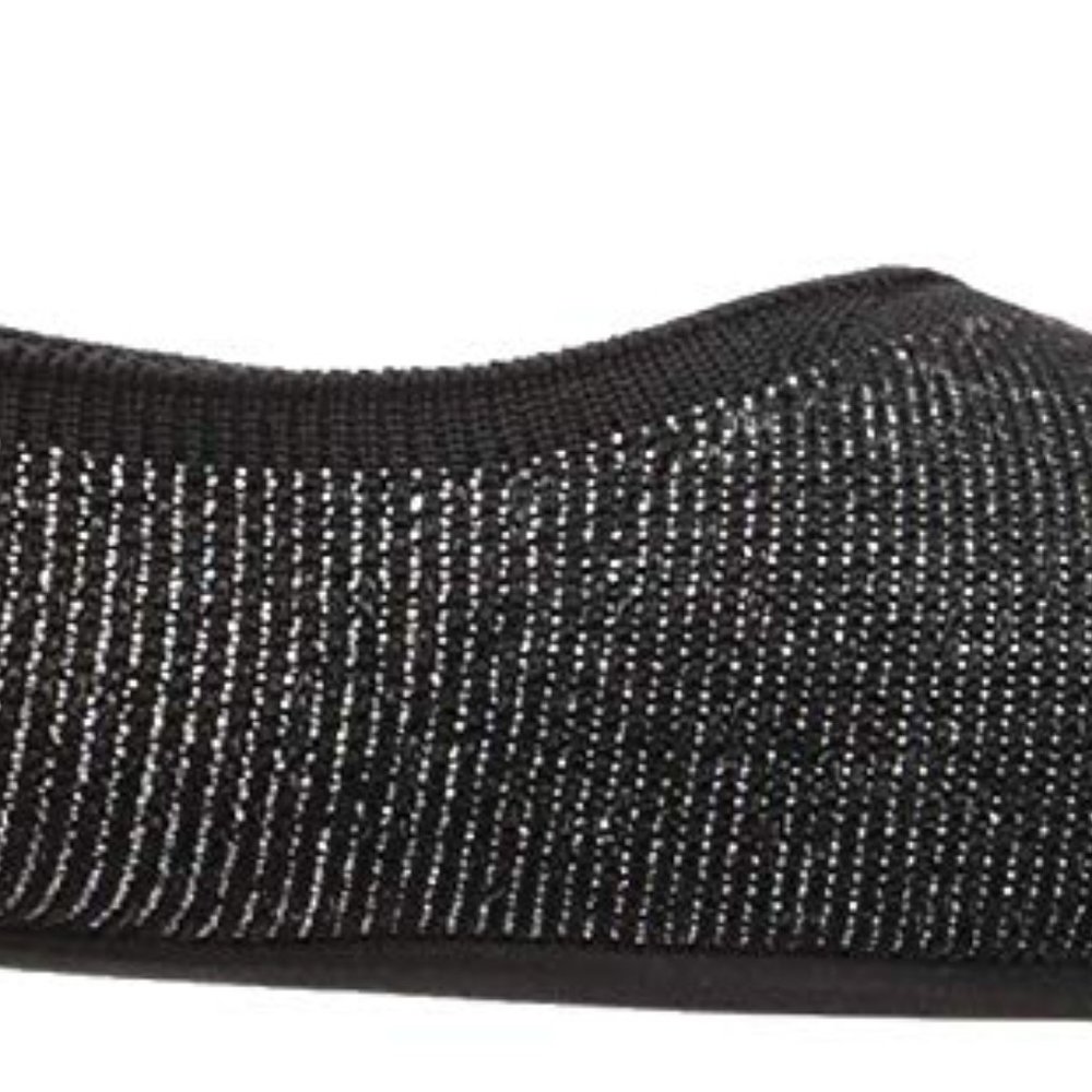 NEW Hush Puppies Sadie Knit Asymmetric V Cut Silver Shimmer Metallic Ballet Flat - Picture 4 of 10